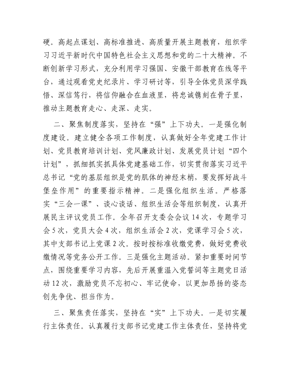 党支部书记2023年抓党建工作述职报告_第2页