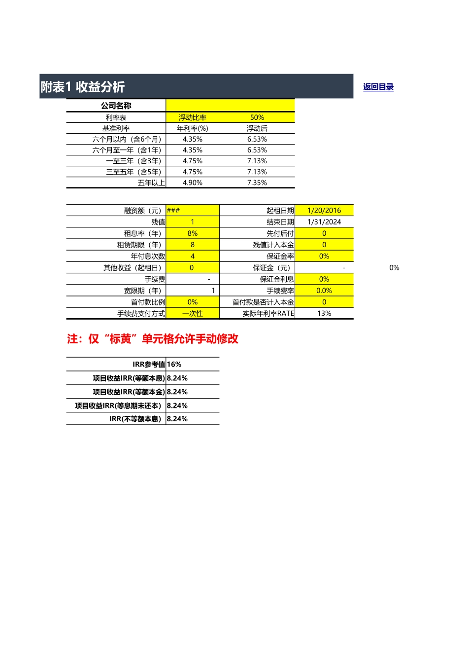 融资租赁IRR测算表_第3页