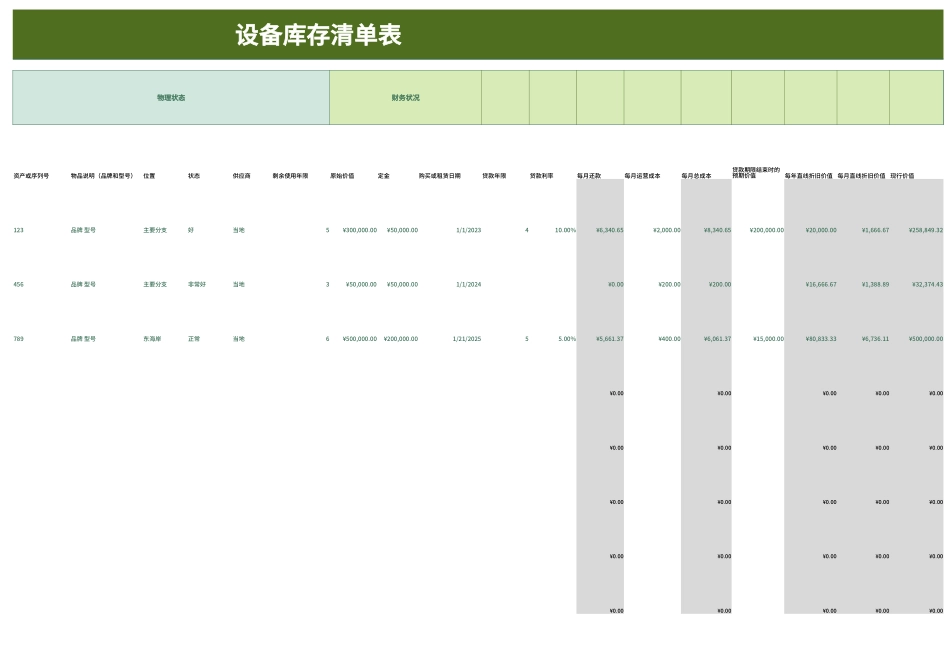 设备库存清单表Excel模板_第1页