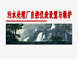 水处理厂自控仪表设置及维护(羊鹏程)