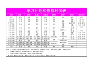 学习计划和作息时间表