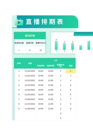直播排期表样本