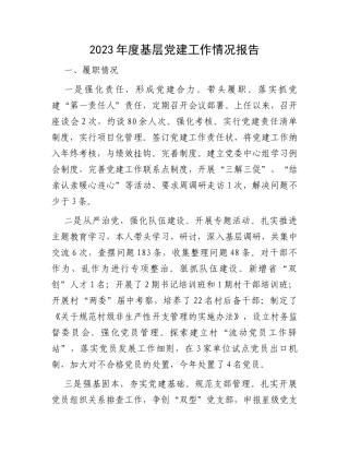 2023年度基层党建工作情况报告