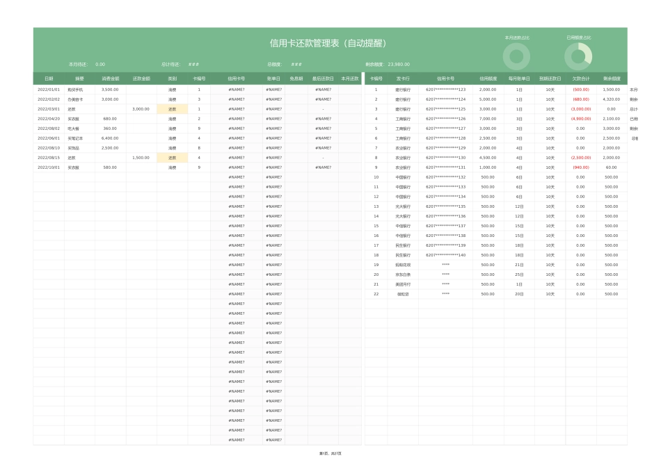 自动提醒信用卡还款管理表_第1页