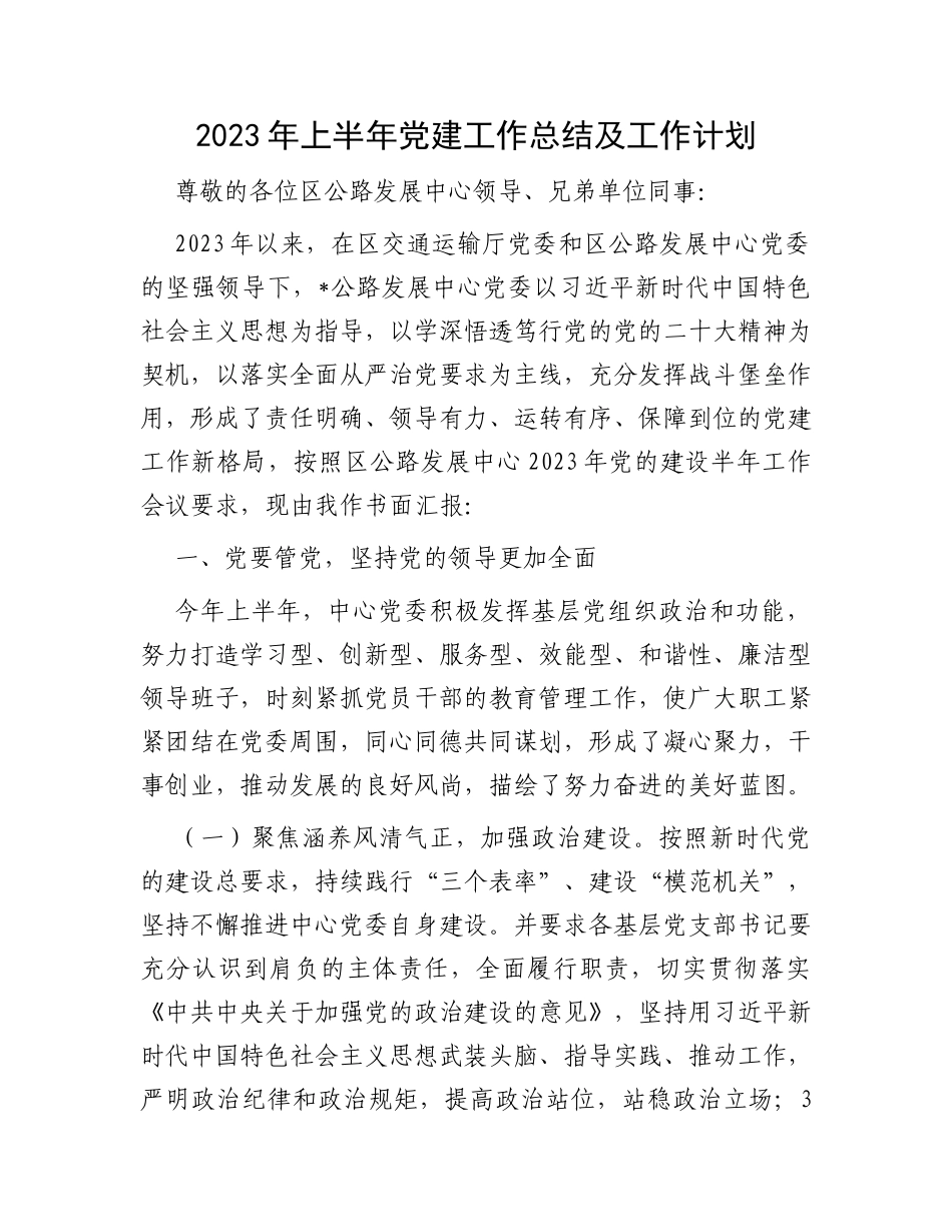 2023年上半年党建工作总结及工作计划_第1页