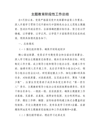 主题教育阶段性工作总结