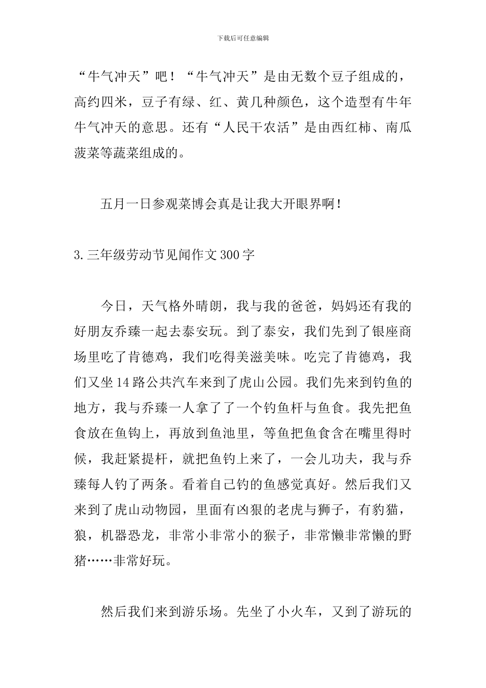 三年级劳动节见闻作文300字5篇_第3页
