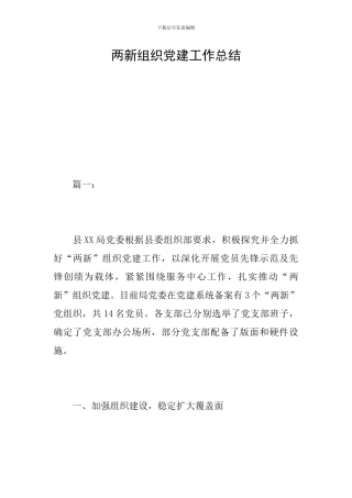 两新组织党建工作总结