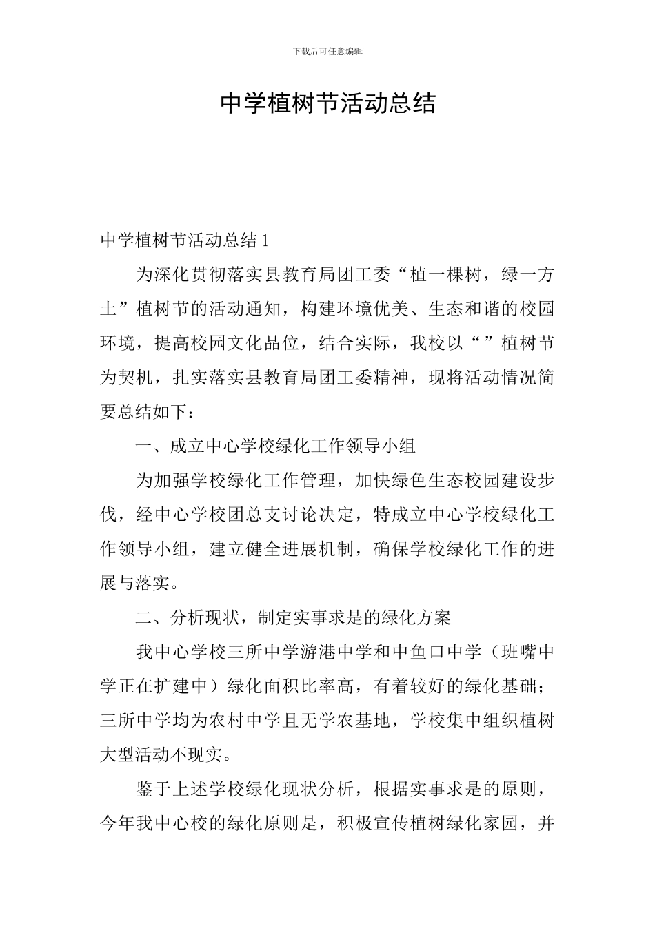 中学植树节活动总结_第1页