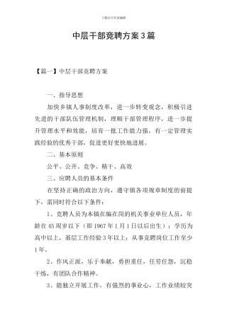 中层干部竞聘方案3篇