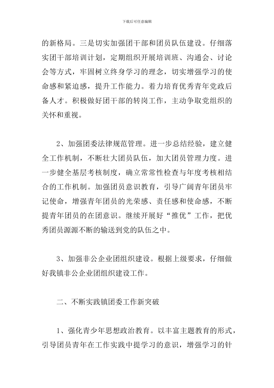 乡镇团支部2024工作计划_第2页