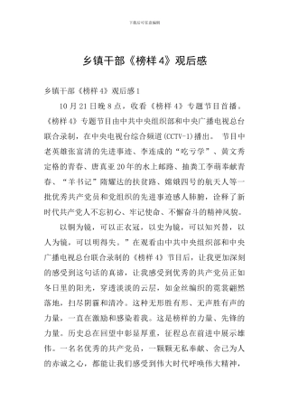 乡镇干部《榜样4》观后感