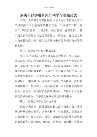 乡镇干部讲看齐见行动学习总结范文