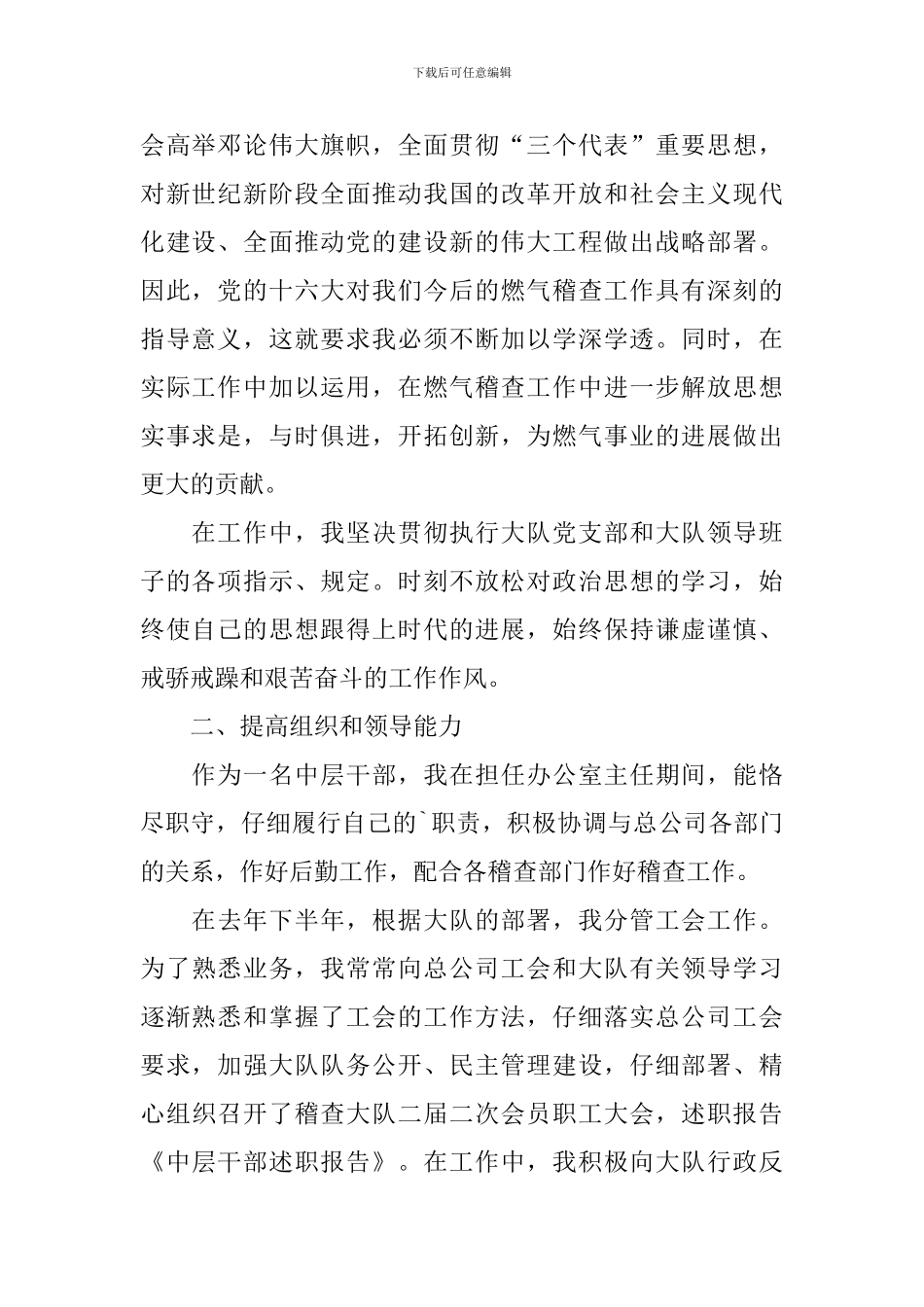 企业中层干部年度个人述职报告_第2页