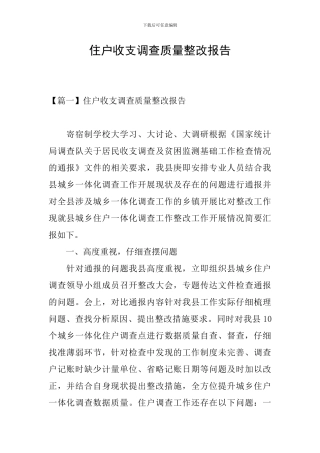 住户收支调查质量整改报告
