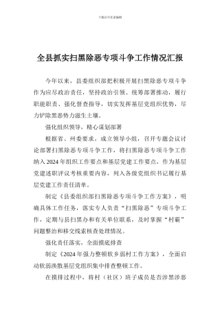全县抓实扫黑除恶专项斗争工作情况汇报