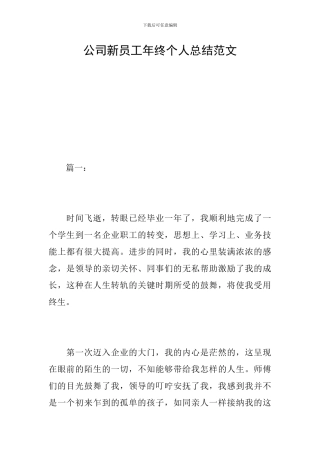 公司新员工年终个人总结范文