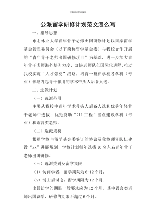 公派留学研修计划范文怎么写