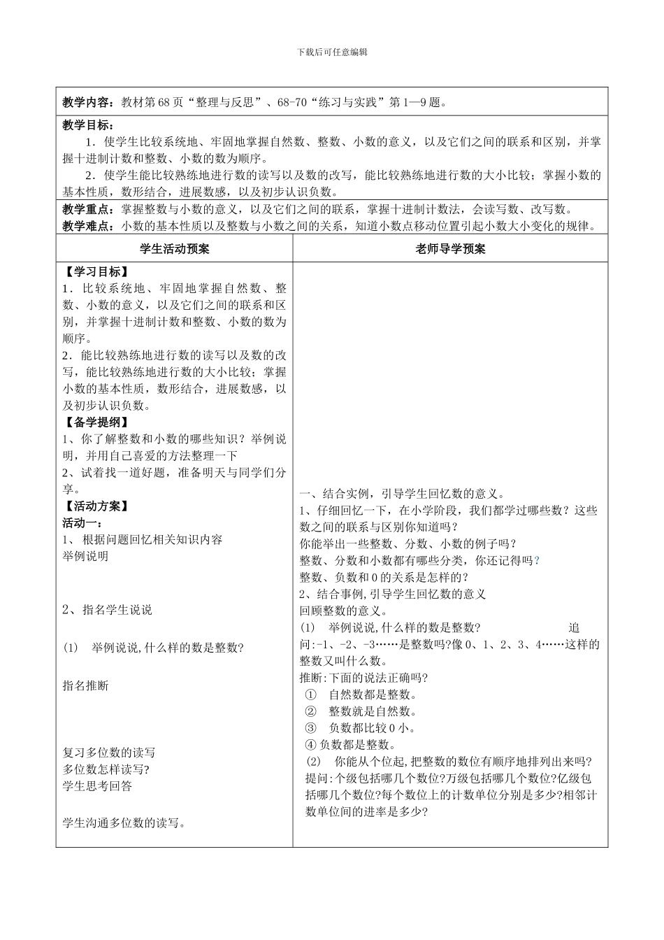 六年级数学下册全册教案总复习-数与代数_第2页