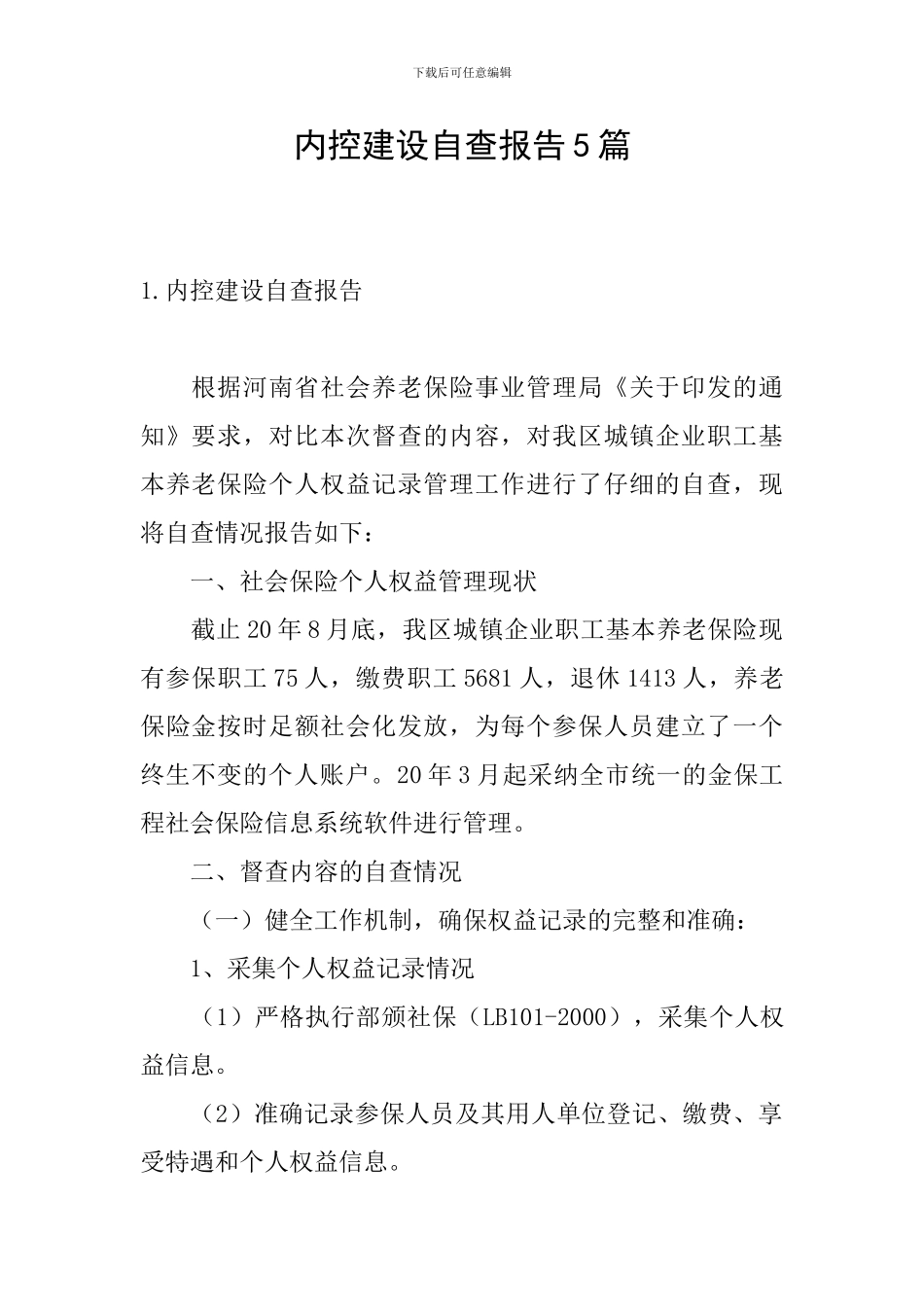 内控建设自查报告5篇_第1页