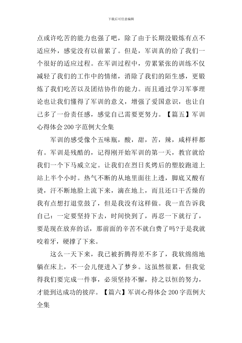 军训心得体会200字范例大全集_第3页