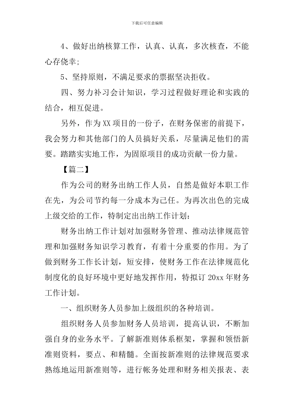 出纳2024年个人工作计划_第2页