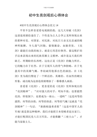 初中生亮剑观后心得体会