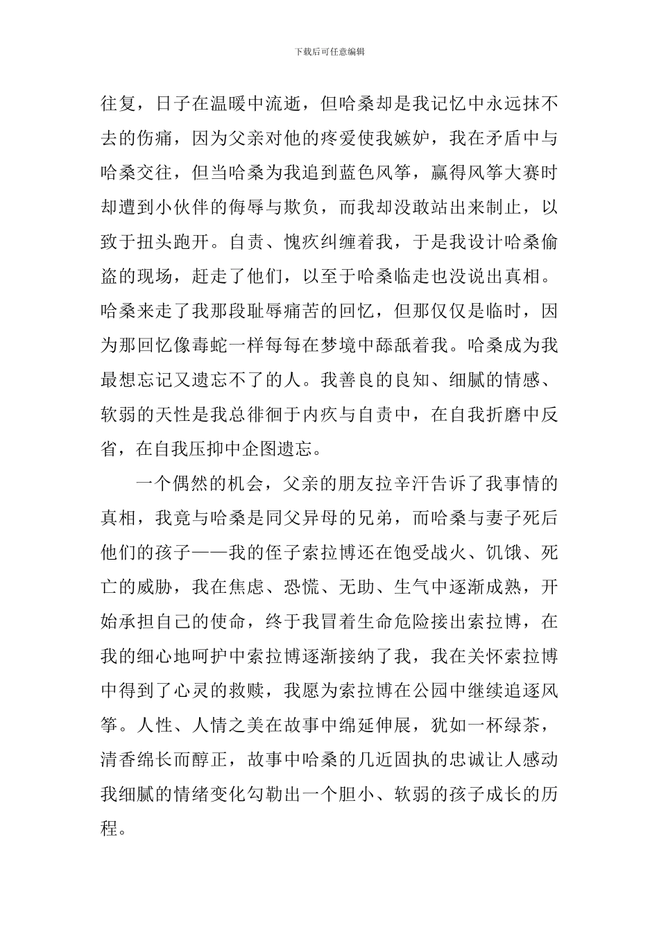 初中生追风筝的人寒假读书心得5篇_第2页