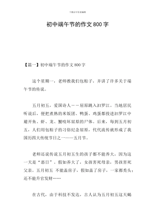 初中端午节的作文800字