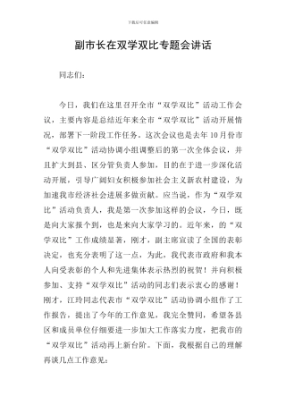 副市长在双学双比专题会讲话
