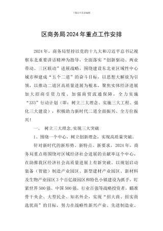 区商务局2024年重点工作安排