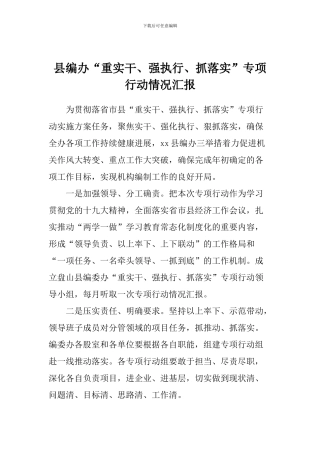 县编办“重实干、强执行、抓落实”专项行动情况汇报