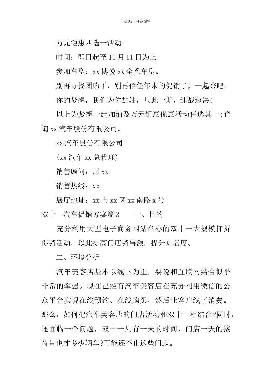 双十一汽车促销方案_第3页