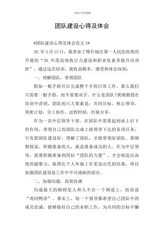 团队建设心得及体会