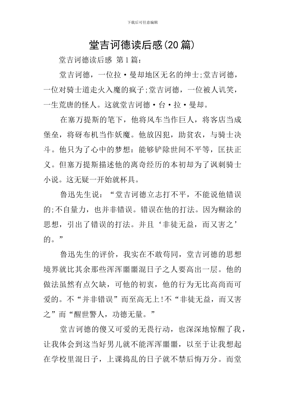 堂吉诃德读后感_第1页