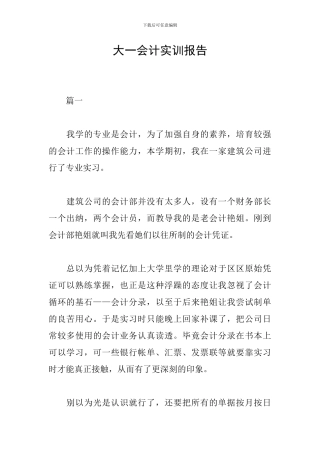 大一会计实训报告