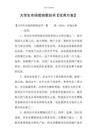 大学生市场营销策划书