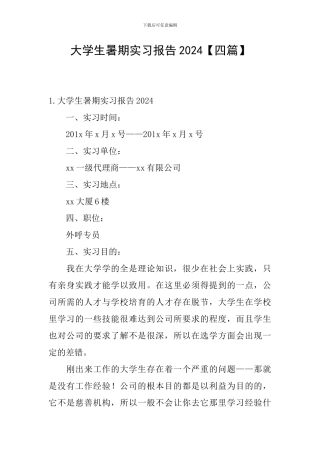 大学生暑期实习报告2024