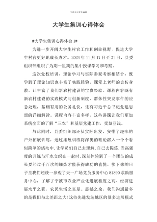 大学生集训心得体会