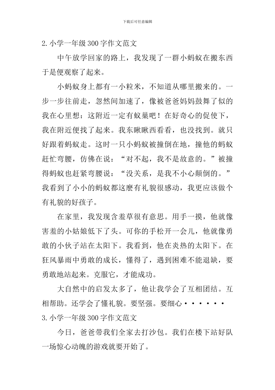小学一年级300字作文范文_第2页