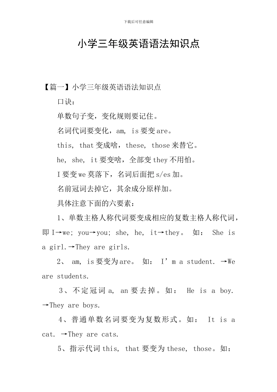 小学三年级英语语法知识点_第1页