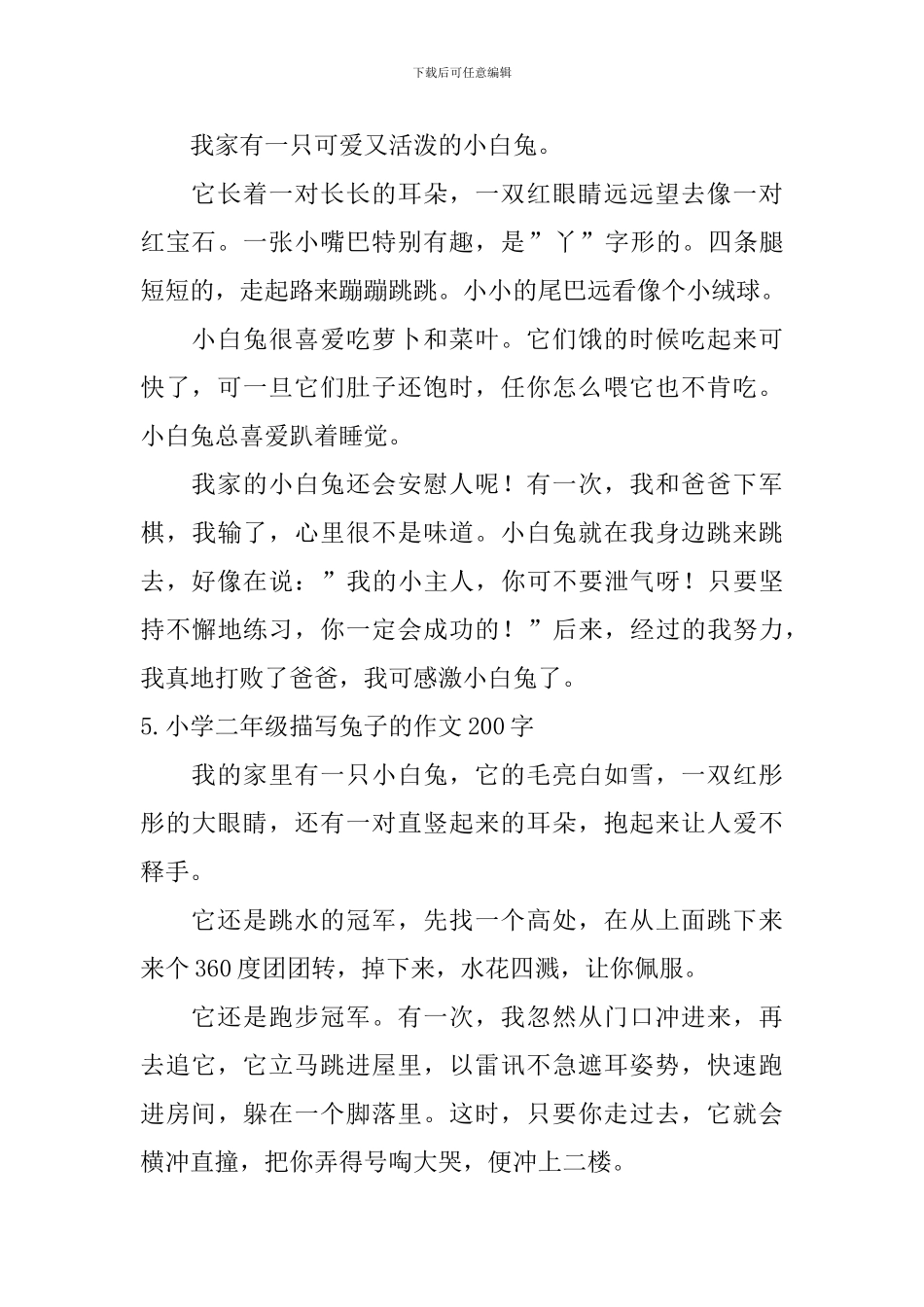 小学二年级描写兔子的作文200字七篇_第3页