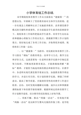 小学体育组工作总结-
