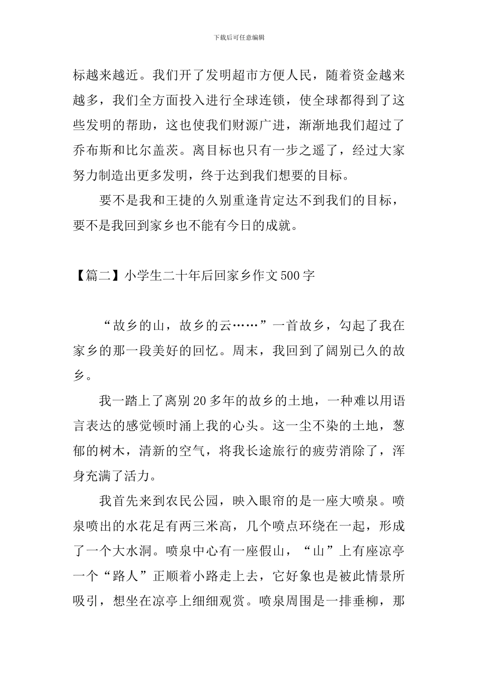 小学生二十年后回家乡作文500字_第2页