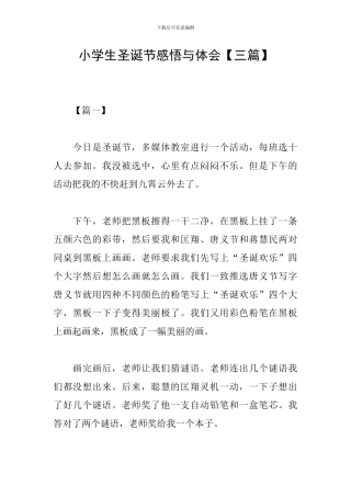 小学生圣诞节感悟与体会