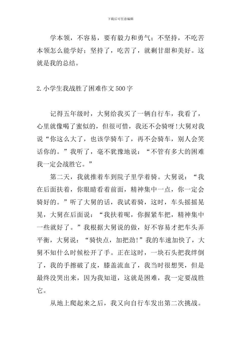 小学生我战胜了困难作文500字10篇_第2页
