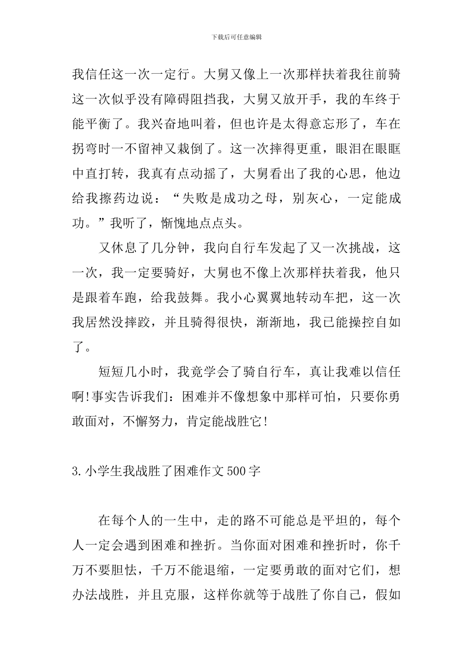 小学生我战胜了困难作文500字10篇_第3页