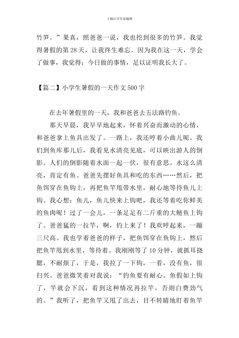 小学生暑假的一天作文500字_第2页