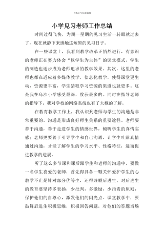 小学见习老师工作总结