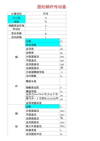 涡轮蜗杆传动计算  免费